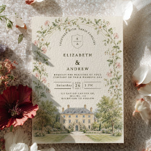 English Manor Garden Wedding Invitation