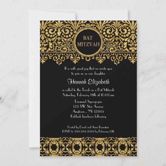 English Manor House Style Art Deco Nouveau Damask Invitation (Front)