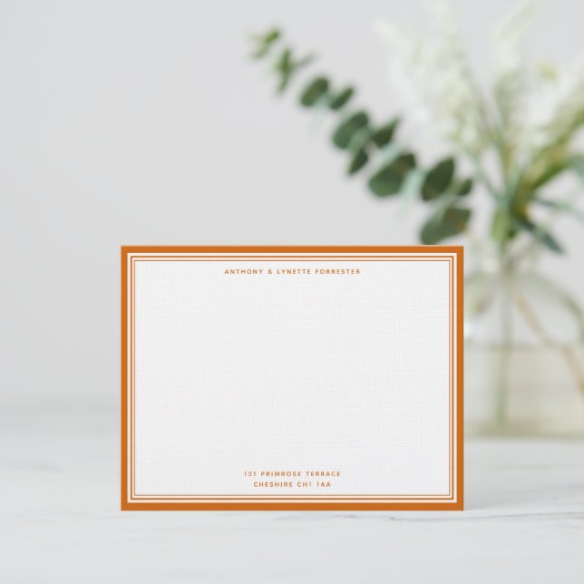 English Marmalade Orange Border Couple's  Card (Standing Front)