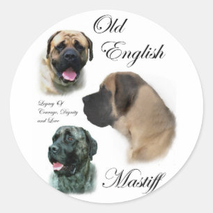 English Mastiff Art Gifts Classic Round Sticker