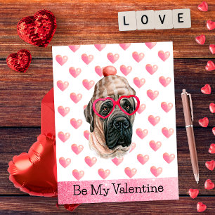 English Mastiff Be My Valentine Dog Valentine's Holiday Postcard