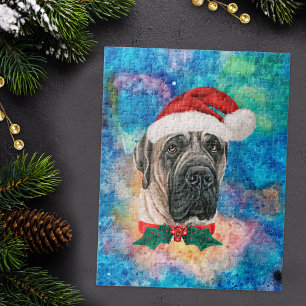 English Mastiff Breed Dog Christmas Jigsaw Puzzle