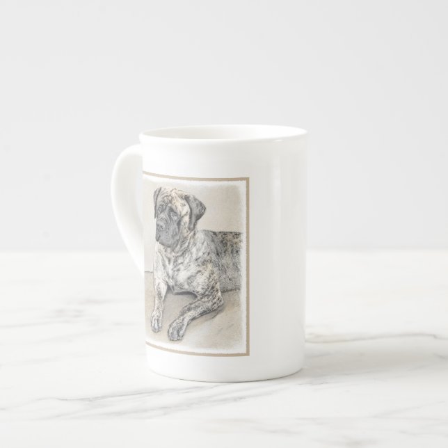 English Mastiff (Brindle) Painting - Dog Art Bone China Mug (Front Left)