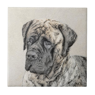 English Mastiff (Brindle) Painting - Dog Art Ceramic Tile