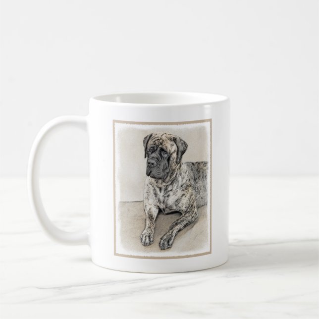 English Mastiff (Brindle) Painting - Dog Art Coffee Mug (Left)