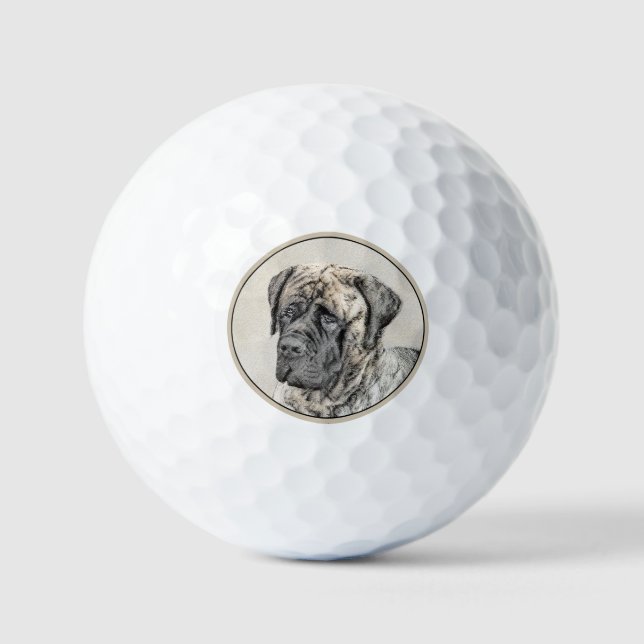 English Mastiff (Brindle) Painting - Dog Art Golf Balls (Front)