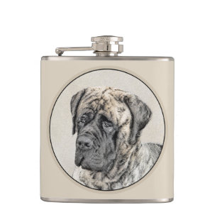 English Mastiff (Brindle) Painting - Dog Art Hip Flask