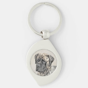 English Mastiff (Brindle) Painting - Dog Art Key Ring