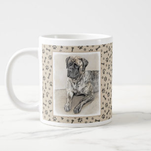English Mastiff (Brindle) Painting - Dog Art Large Coffee Mug