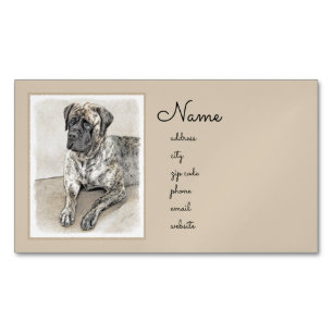 English Mastiff (Brindle) Painting - Dog Art Magnetic Business Card