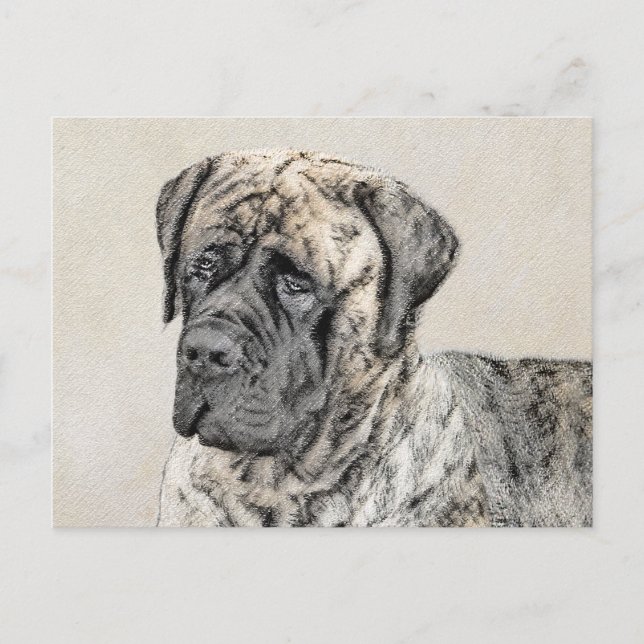 English Mastiff (Brindle) Painting - Dog Art Postcard (Front)
