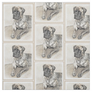 English Mastiff (Brindle) Painting - Original Dog Fabric