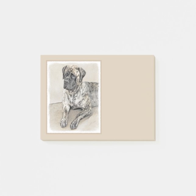 English Mastiff (Brindle) Painting - Original Dog Post-it Notes (Front)