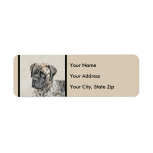 English Mastiff (Brindle) Painting - Original Dog Return Address Label