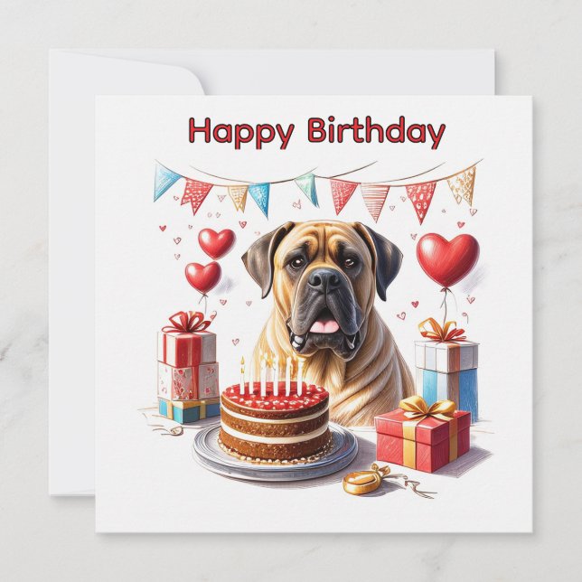 English Mastiff Bulldog Birthday  Holiday Card (Front)
