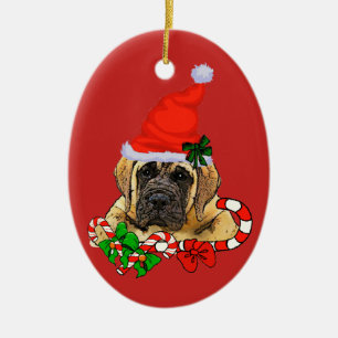 English Mastiff Christmas Ceramic Ornament