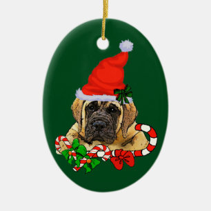 English Mastiff Christmas Ceramic Tree Decoration