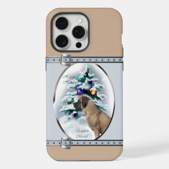 English Mastiff Cute Blue Christmas Holidays iPhone Case (Back)
