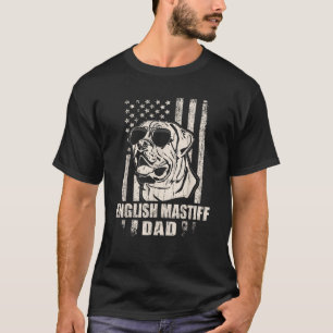 English Mastiff Dad Cool Vintage Retro Proud Ameri T-Shirt