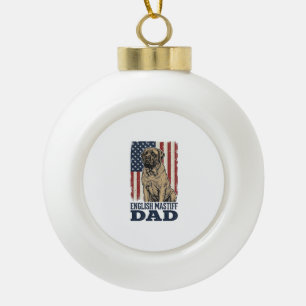 English Mastiff Dad Patriotic Vintage Dog Design_1 Ceramic Ball Christmas Ornament