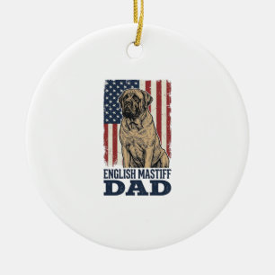 English Mastiff Dad Patriotic Vintage Dog Design_1 Ceramic Ornament