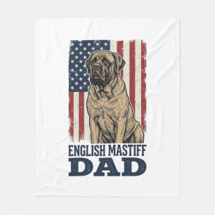 English Mastiff Dad Patriotic Vintage Dog Design_1 Fleece Blanket