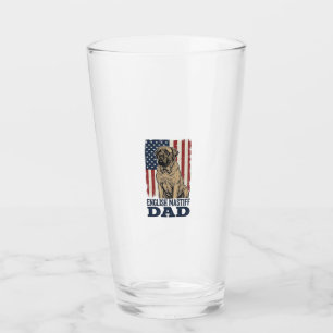 English Mastiff Dad Patriotic Vintage Dog Design_1 Glass