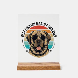English Mastiff Dad Vintage Sunset Dog Vector Desi Acrylic Sign