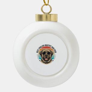 English Mastiff Dad Vintage Sunset Dog Vector Desi Ceramic Ball Christmas Ornament