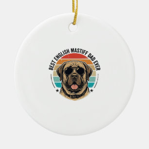 English Mastiff Dad Vintage Sunset Dog Vector Desi Ceramic Ornament