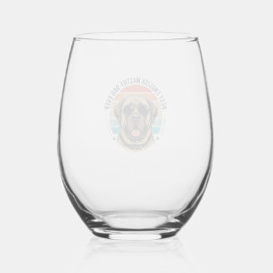 English Mastiff Dad Vintage Sunset Dog Vector Desi Stemless Wine Glass