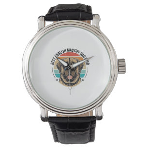 English Mastiff Dad Vintage Sunset Dog Vector Desi Watch