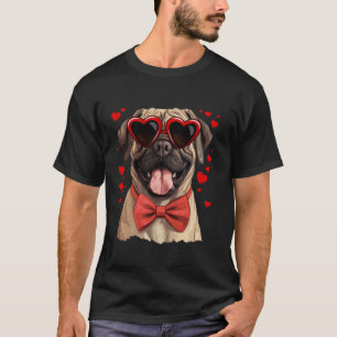 English Mastiff Dog Hearts Sunglasses Bow Tie Vale T-Shirt