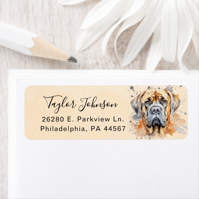 English Mastiff Dog Return Address Label (Insitu)