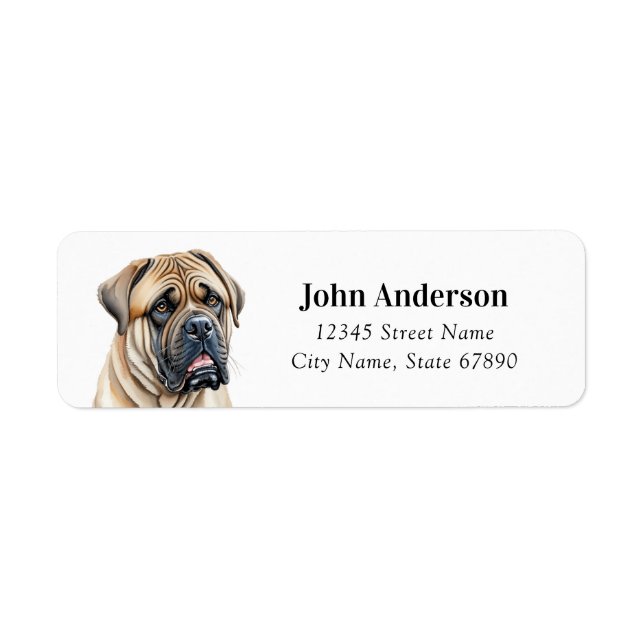 English Mastiff Dog Return Address Labels (Front)