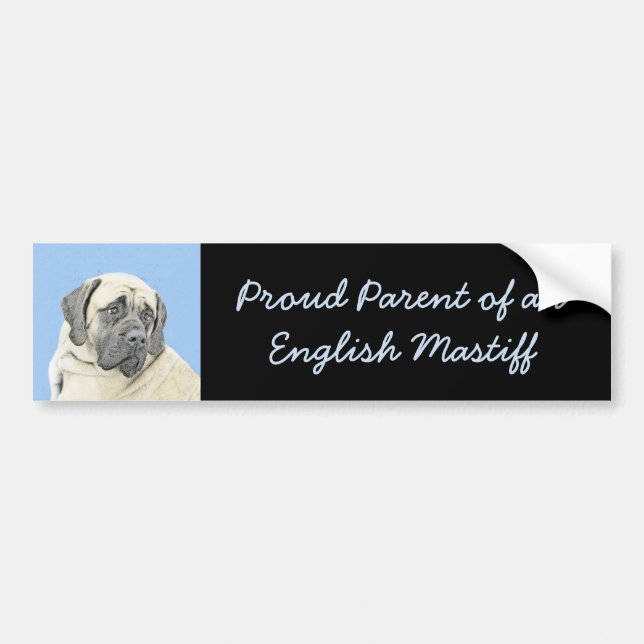 English Mastiff (Fawn) Painting - Original Dog Art Bumper Sticker (Front)