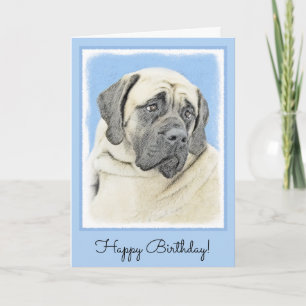 English Mastiff (Fawn) Painting - Original Dog Art Card
