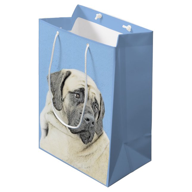 English Mastiff (Fawn) Painting - Original Dog Art Medium Gift Bag (Front Angled)