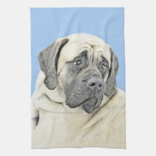 English Mastiff (Fawn) Painting - Original Dog Art Tea Towel