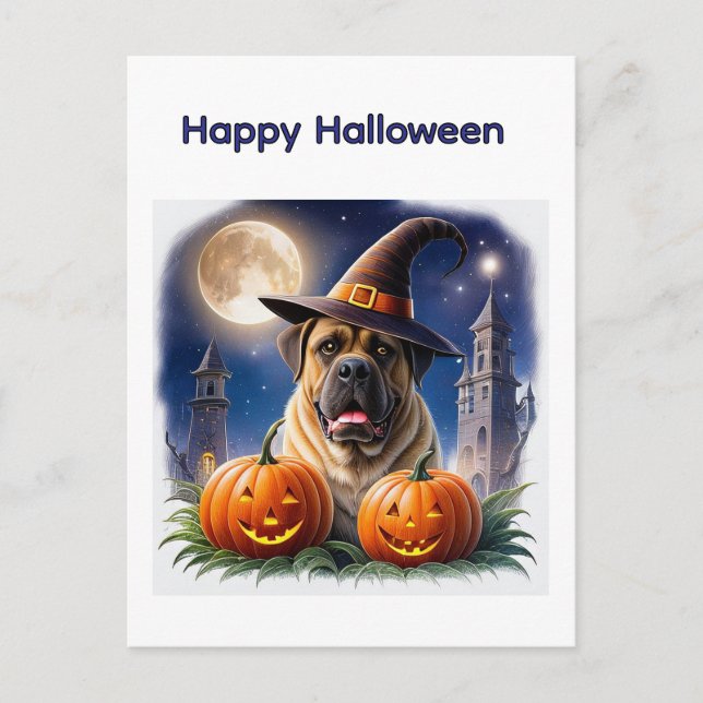 English Mastiff Great Dane Halloween Postcard (Front)