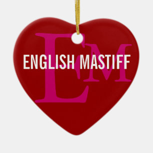 English Mastiff Monogram Design Ceramic Ornament