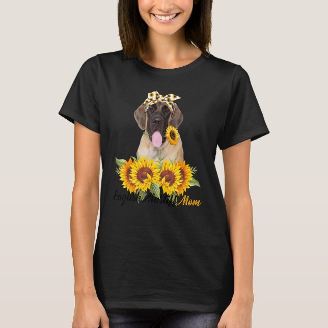 English Mastiff Mum Sunflower Summer Dog Mum Mama  T-Shirt (Front)