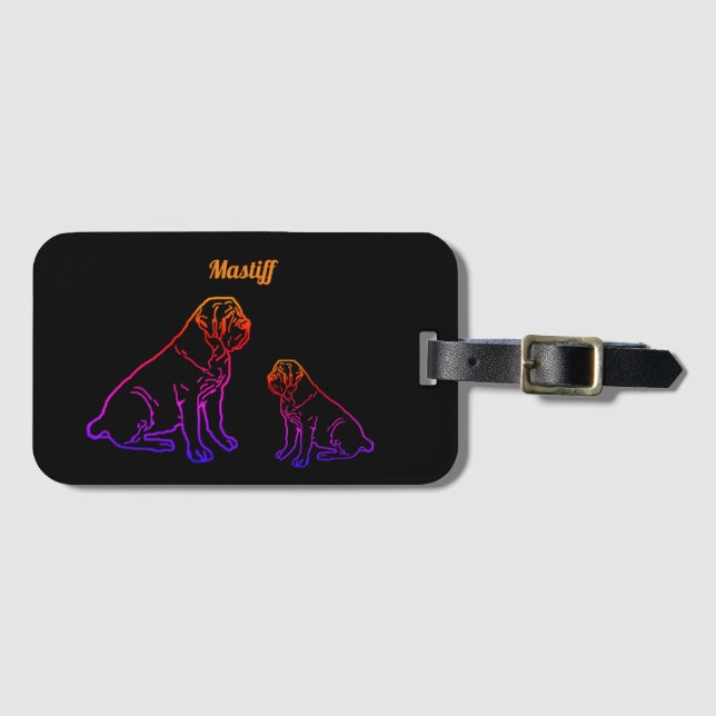 English Mastiff Neon English Mastiff Luggage Tag (Front Horizontal)