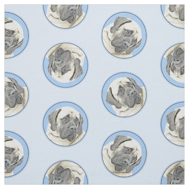 English Mastiff Painting Fawn Original Pet Dog Art Fabric (Swatch)