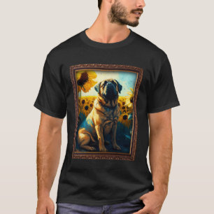 English Mastiff Painting Sunflower Flower Mum Wome T-Shirt