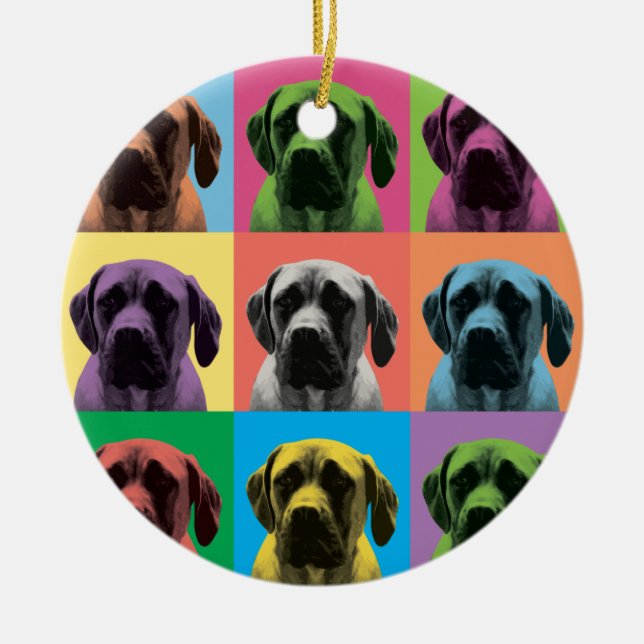 English Mastiff Pop-Art Ornament (Front)