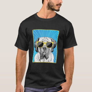 English Mastiff Portrait Pop Art Dog With Sunglass T-Shirt