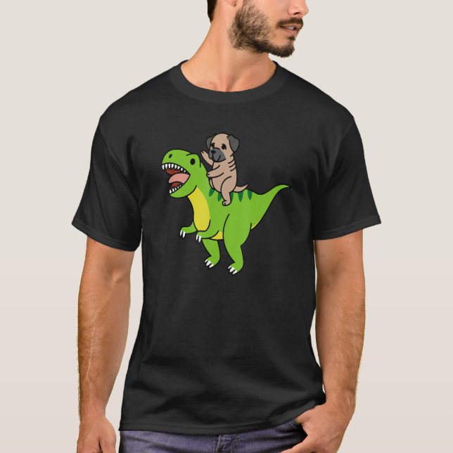 English Mastiff Riding Rex Dinosaur Dog T-Shirt (Front)