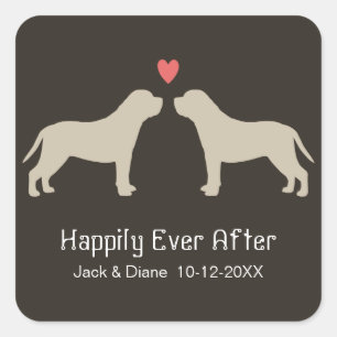 English Mastiff Silhouettes with Custom Text Square Sticker