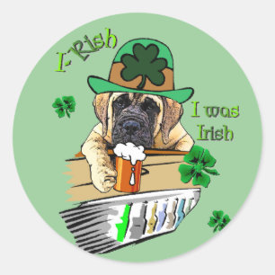 English Mastiff St Patricks Day Classic Round Sticker